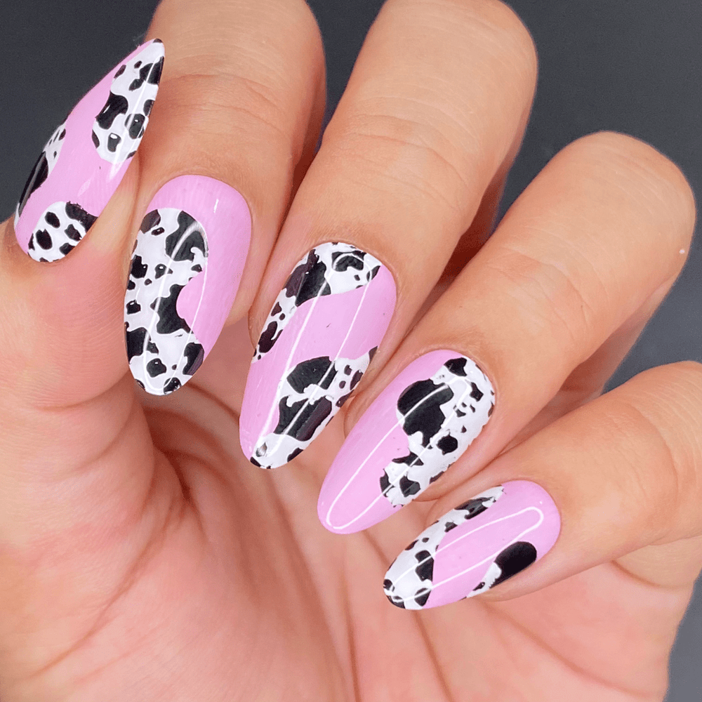 Cow Print French Tip Press-On Nails - Simply Crystal Nails